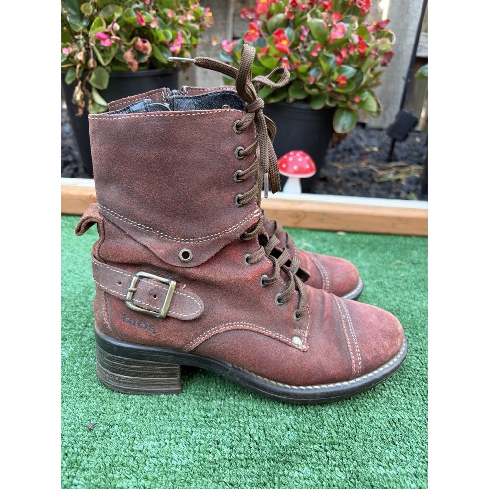 Taos Crave Red Leather Combat Boots Women's US 5-5.5 EU 36 Suede Distressed